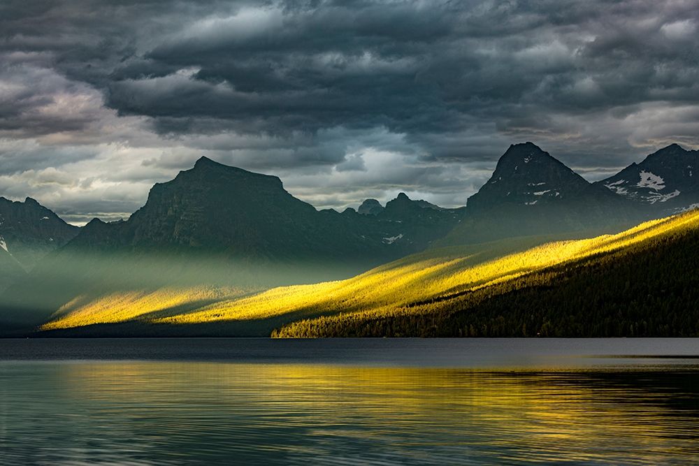 Lake McDonald at sunset in summer-Glacier National Park-Montana